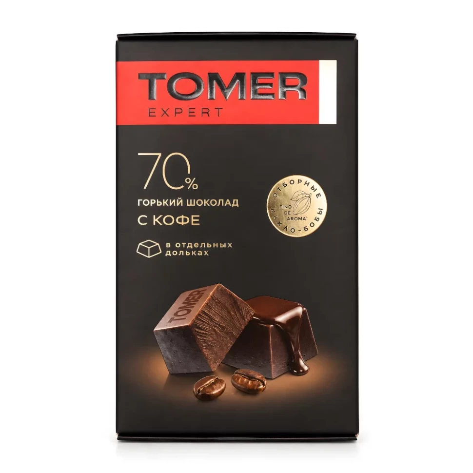  Фабрика Томер  Горький (70%) шоколад с КОФЕ, 90г  в Снежинске