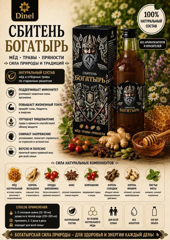  Сбитень Богатырь, 250мл  в Снежинске